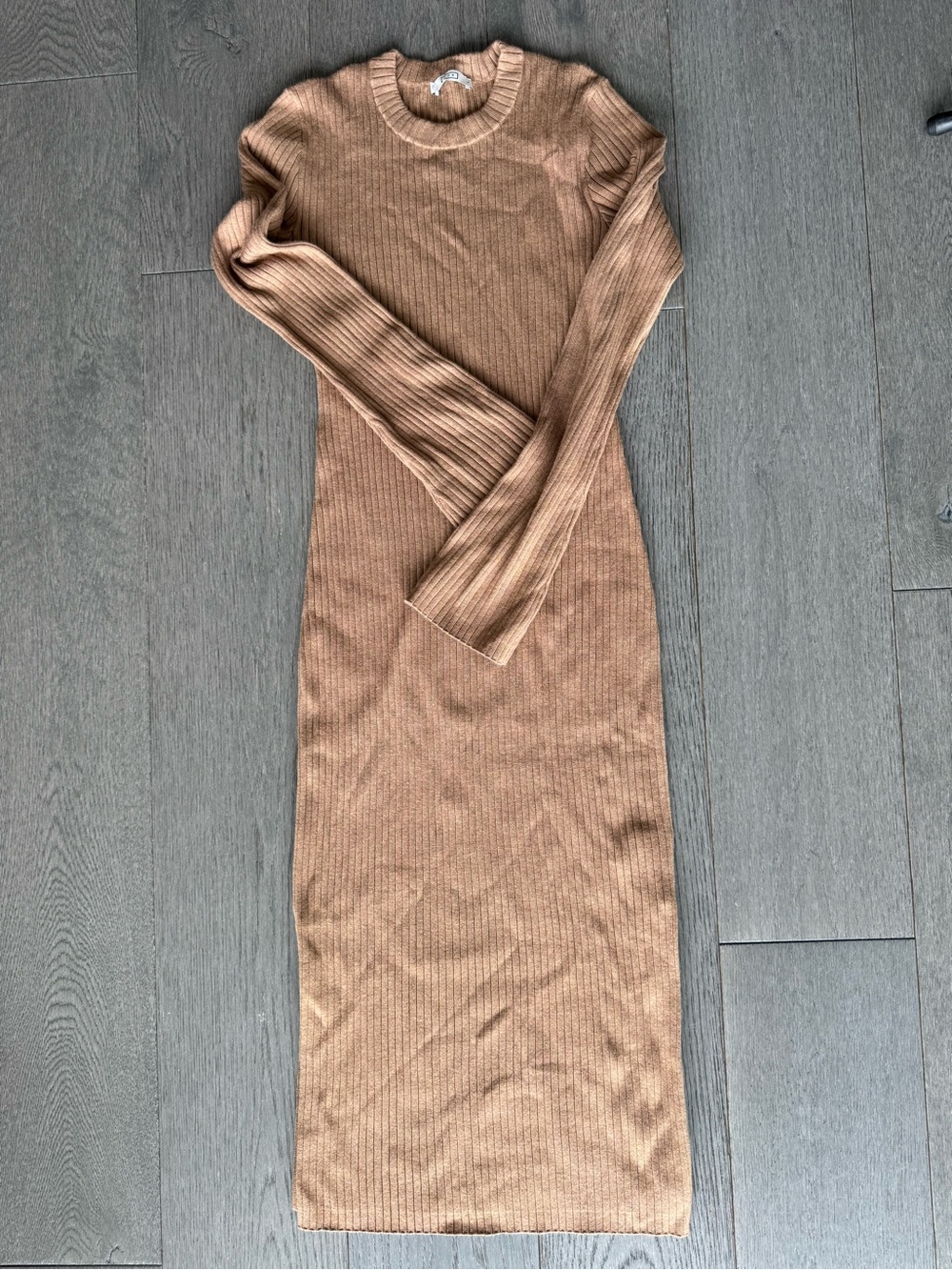 AYR Crew neck knitted dress in Warm Camel